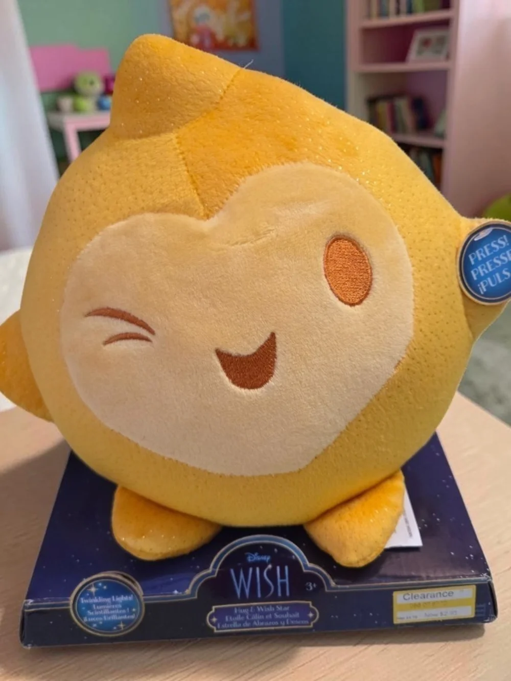 Disney Yellow Winking Star Plush Decorative Pillow